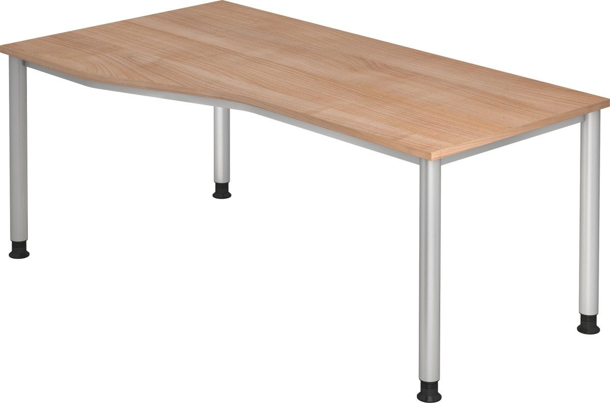 Schreibtisch Schreibtisch 4-Fuß-rund 180x100/80cm Nussbaum/Silber