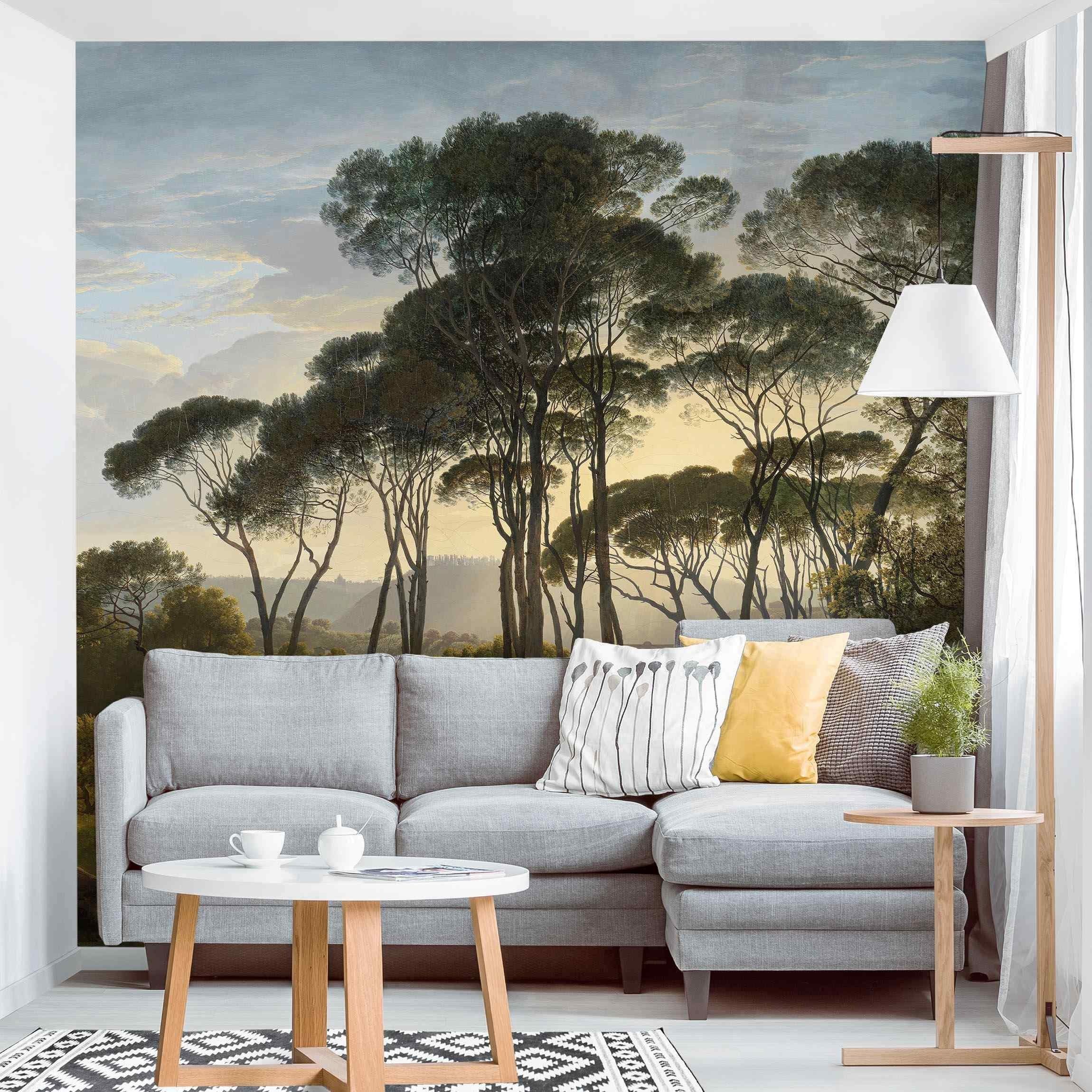 Bilderdepot24 Fototapete Wald Hendrik Voogd Landschaft Bäumen Öl Natur Landschaft Waldtapete, Glatt, Matt, (Vliestapete inkl. Kleister oder selbstklebend), Wohnzimmer Schlafzimmer Küche Flur Motivtapete Vliestapete Wandtapete