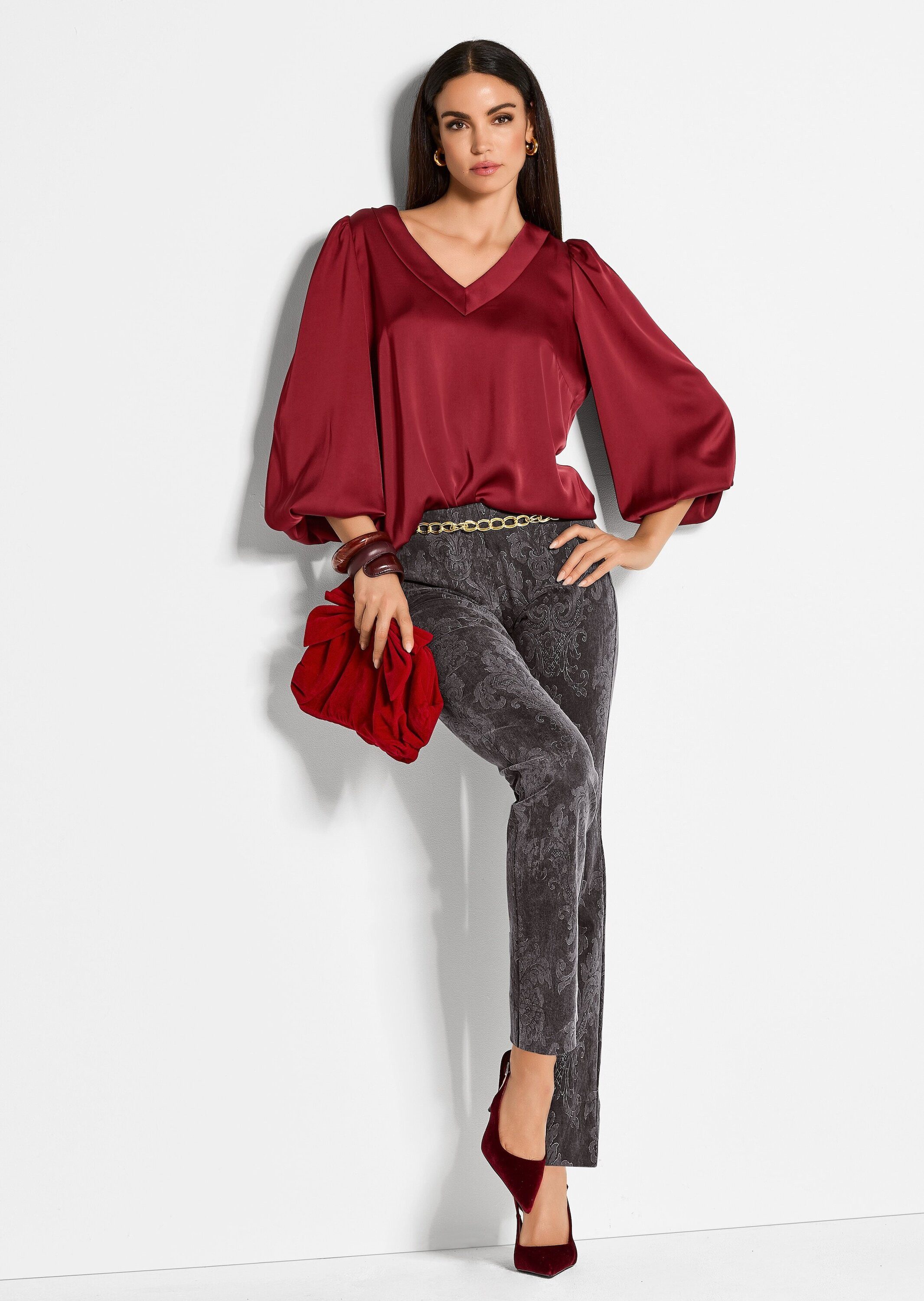 MADELEINE Leggings Komfortable Damenhose mit Allover-Print Baumwollhose mit Paisley-Print, elastischer Bund, weicher Stoff