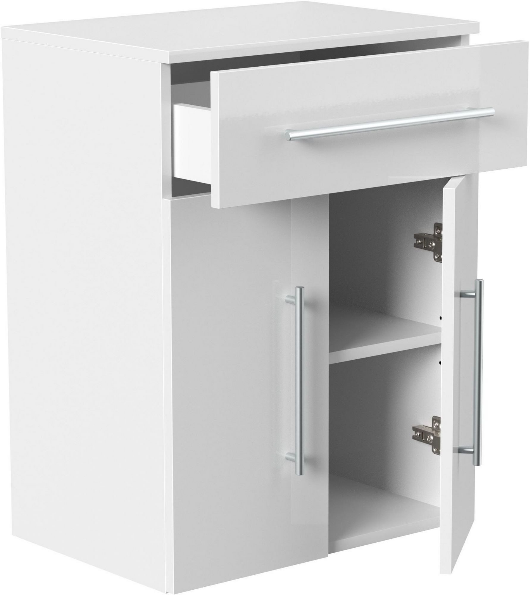 Posseik Hängeschrank Badezimmer Midischrank "Levana XL" Weiß Hochglanz 53 cm