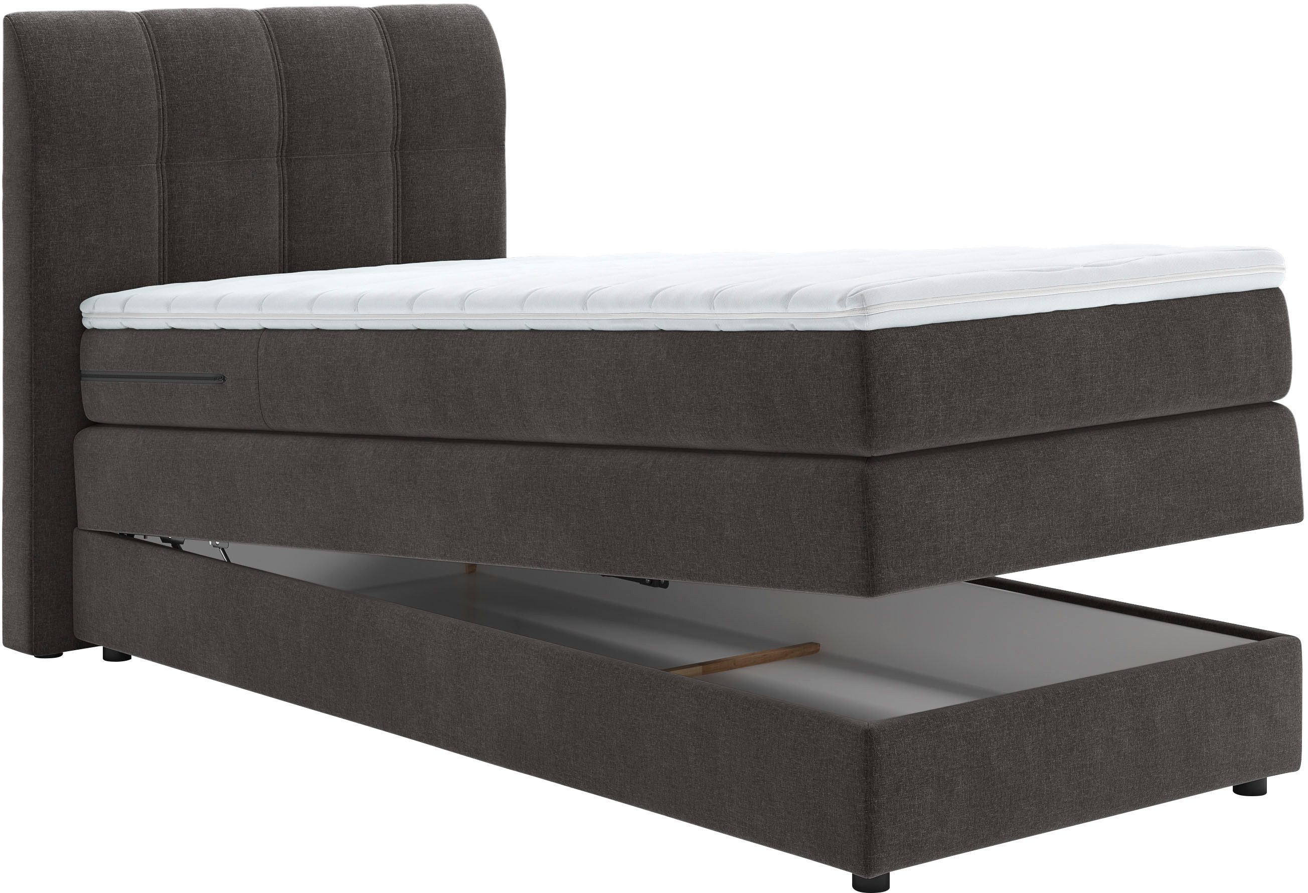 Home affaire Boxspringbett Finja, besonders komfortable Liegehöhe, mit praktischem Bettkasten