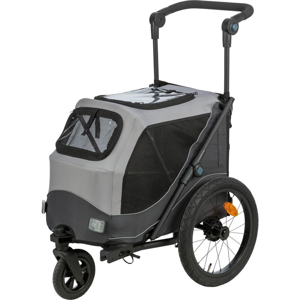 TRIXIE Fahrradhundeanhänger Fahrradanhänger für Hunde, schnell zusammenklappbar - grau - 58 × 93 ×