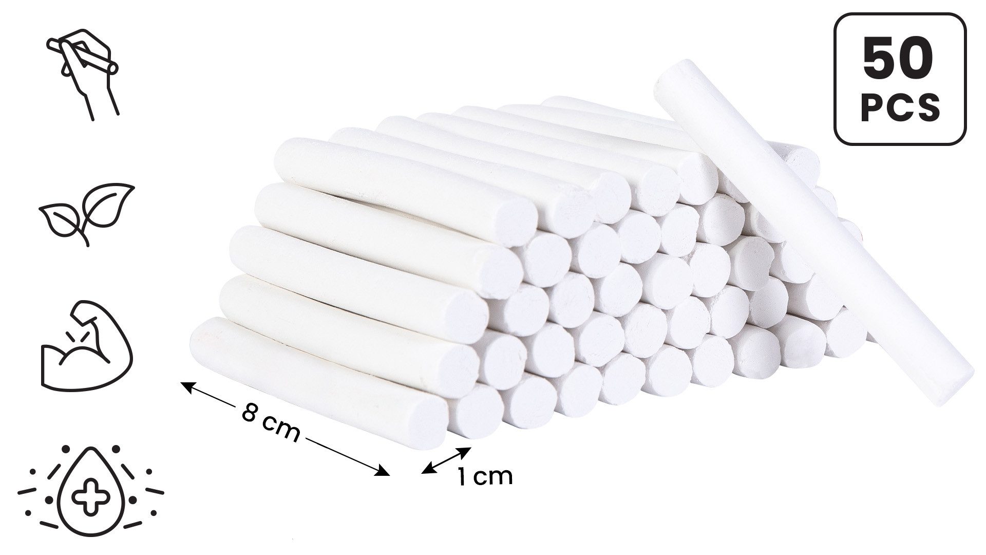 ALLboards Tafel Tafelkreide – 50er-Set, weiß