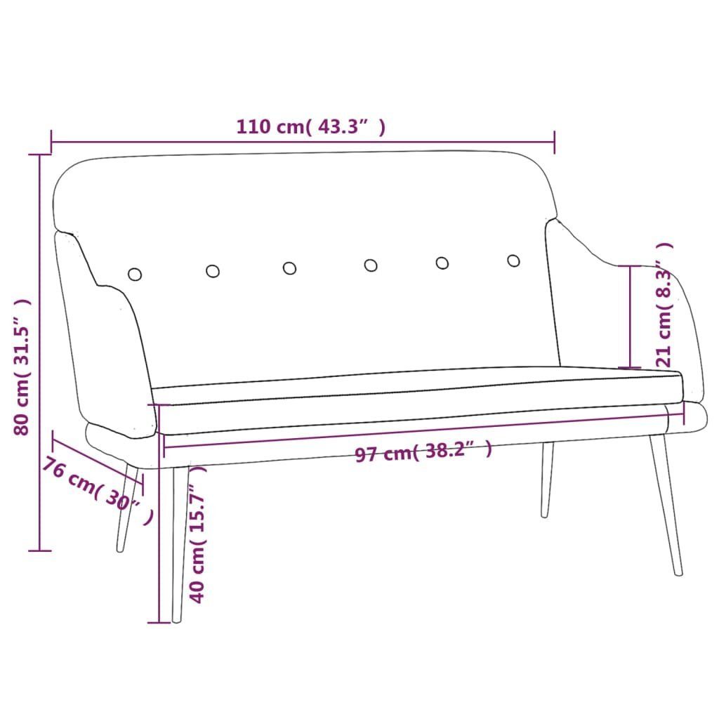 Creme vidaXL | Sitzbank 110x76x80 Sitzbank cm Stoff Creme Creme