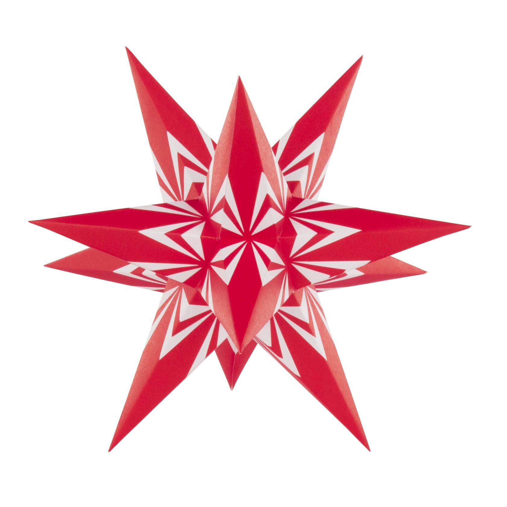 Dregeno Erzgebirge Beleuchtetes Fensterbild Fensterstern Mini-Adventsstern mit elektrischer Beleuchtung rot/weiß