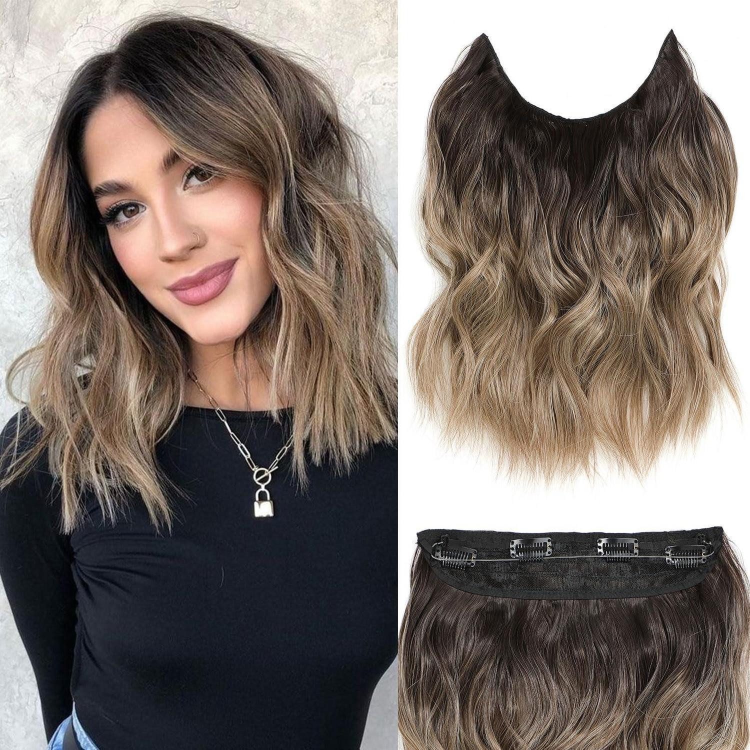 LuxusKollektion Kunsthaar-Extension Haarverlängerung 30,5cm Clipin 30.5cm Dunkelbraun bis Dreckigblond