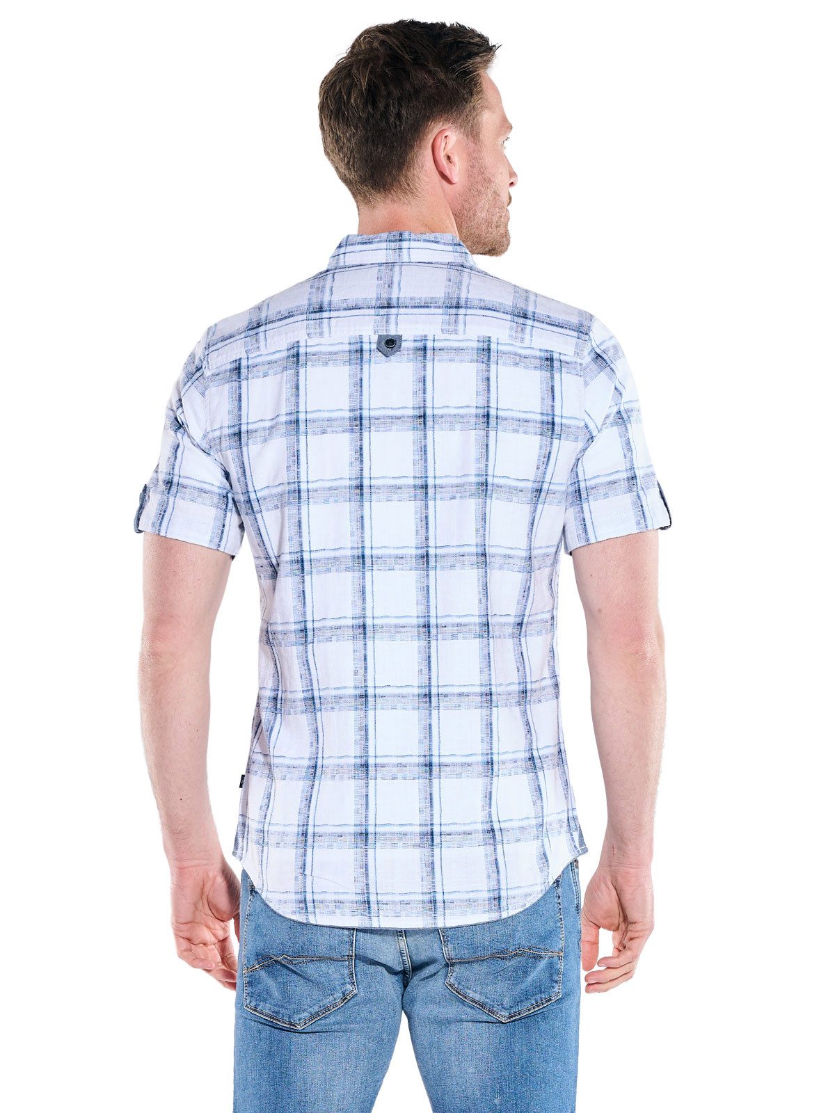 Engbers Kurzarmhemd Herren Overshirt mit Reißverschluss, Hellblau