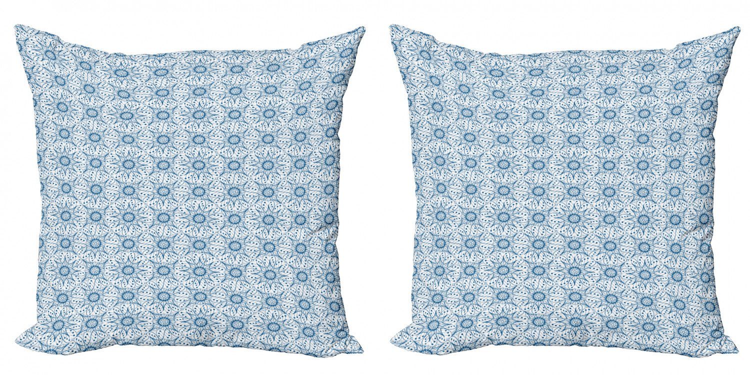 Accent Digitaldruck, (2 Weiss Floral Abakuhaus Tile Dutch Doppelseitiger Kissenbezüge Modern Stück), Blau