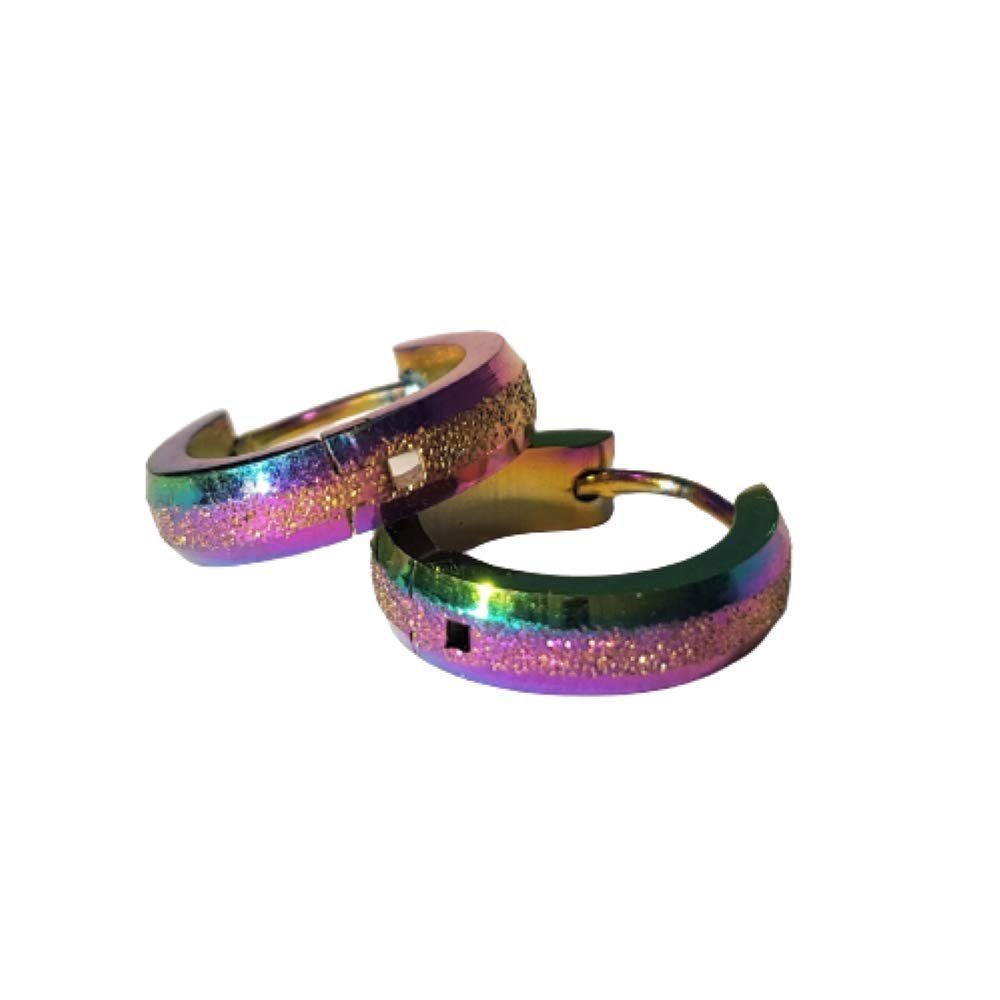 BUNGSA Creolen-Set Creolen sand-gestrahlt bunt aus Edelstahl Unisex (1 Paar (2 Stück), 2-tlg), Ohrschmuck Ohrringe