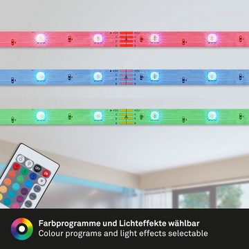 Briloner Leuchten LED Stripe, 150-flammig, 5m, RGB Farbwechsel, inkl. Fernbedienung, dimmbar, selbstklebend, IP20