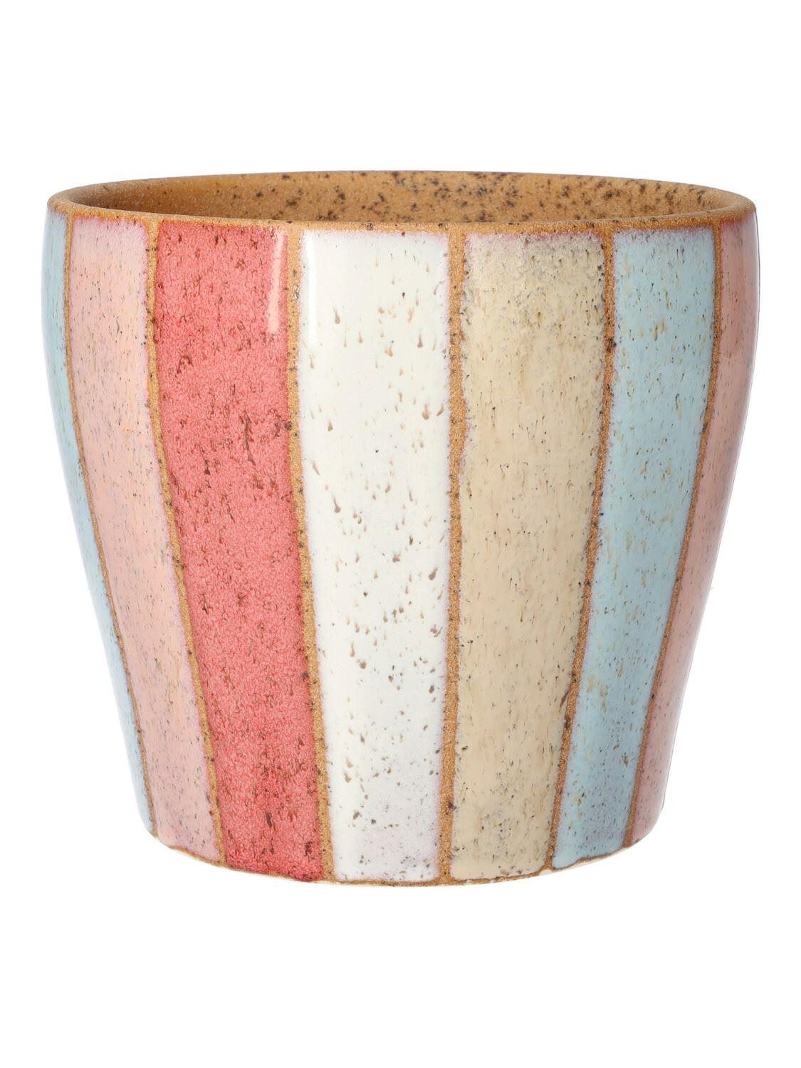 INNA-Glas Blumentopf Übertopf BOWY, mit Streifen, Keramik, bunt, 25cm, Ø27cm