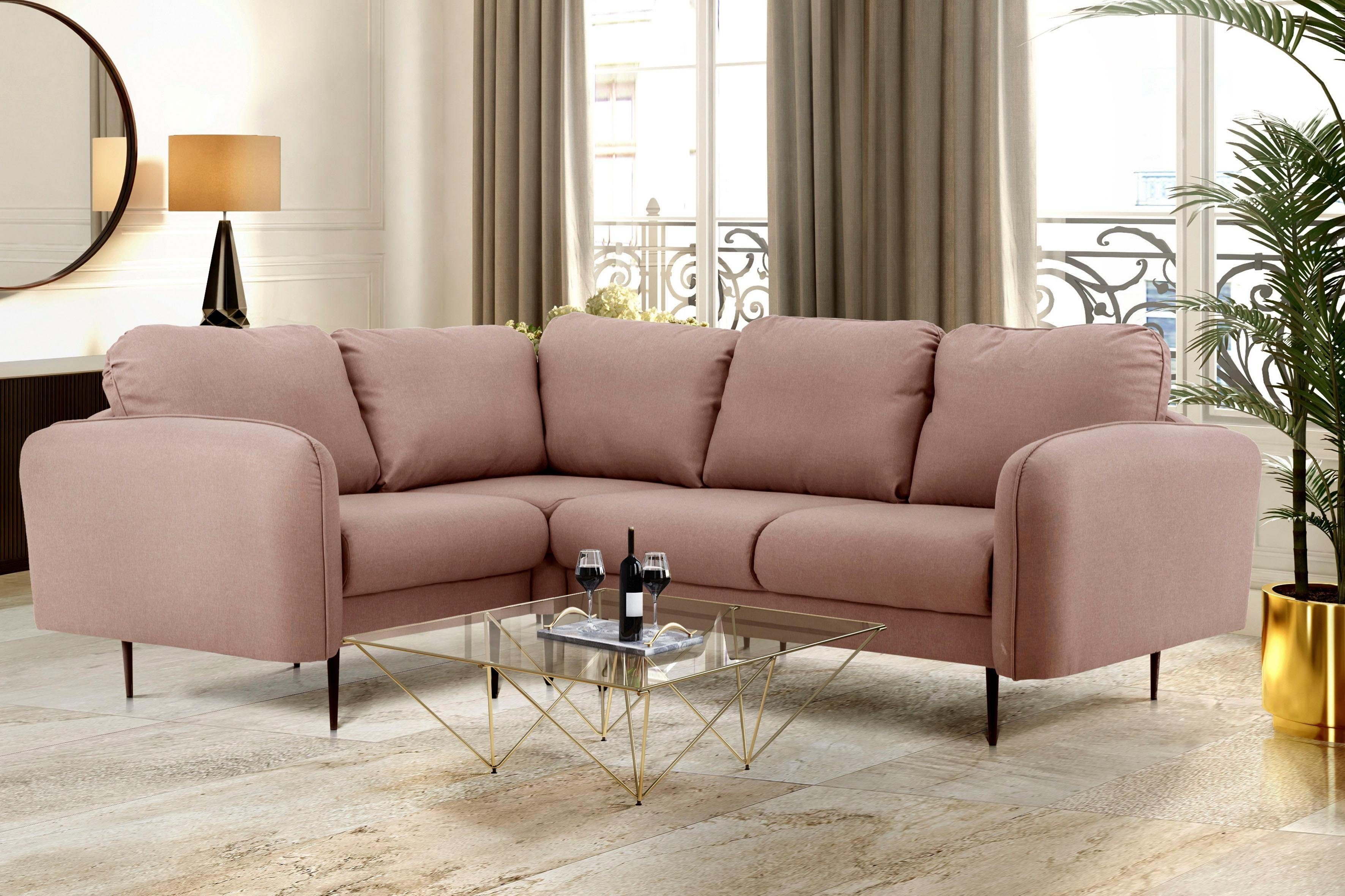 Home affaire Ecksofa Skidi L-Form, mit losen Rückenkissen und Keder oben auf der Armlehne