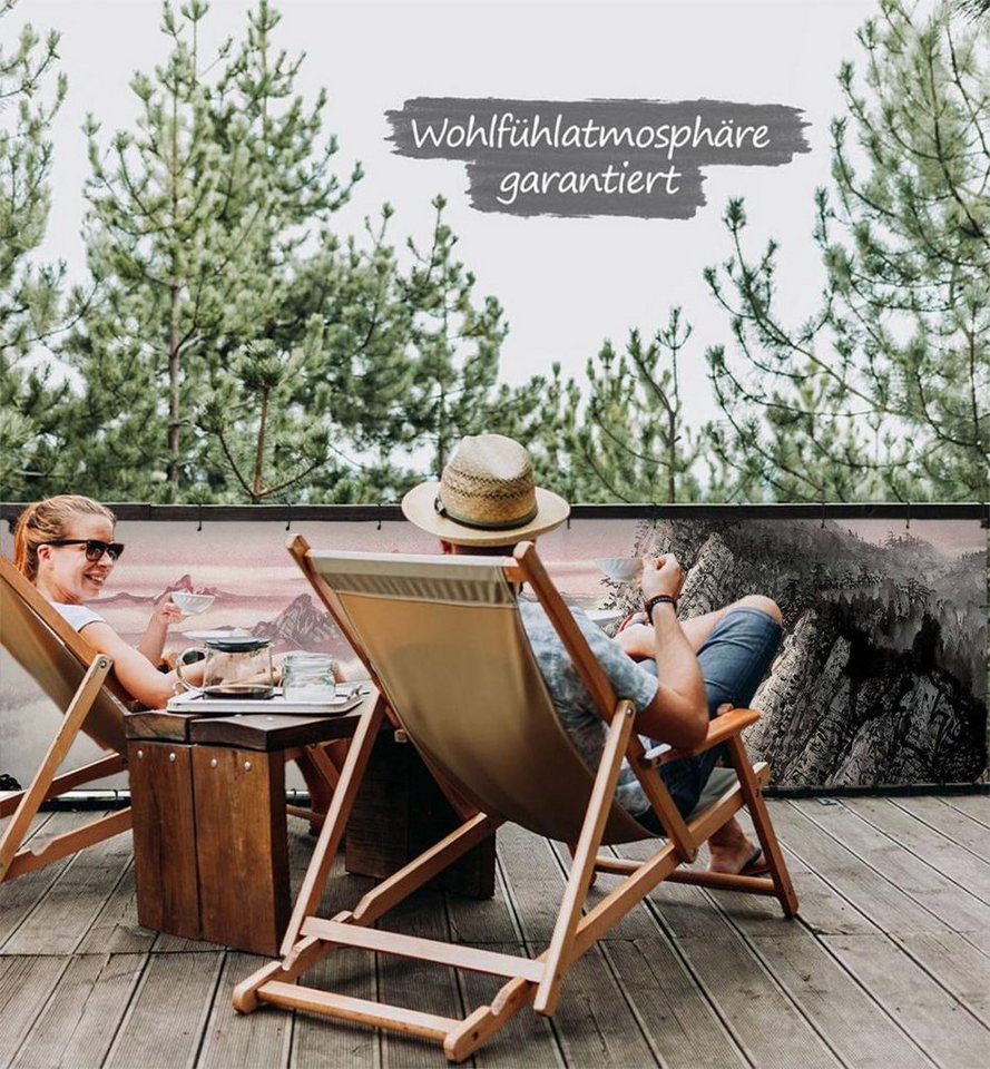 Thumbnail - MyMaxxi Sichtschutzelement Balkonbanner Japan Landschaft Balkon Sichtschutz Garten