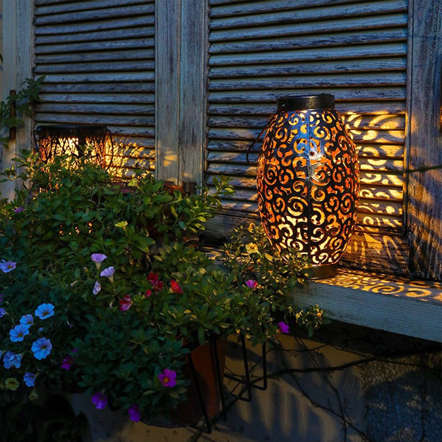 Kpaloft LED Solarleuchte, 2er Garten Laterne wasserfest Außen Set Hängend