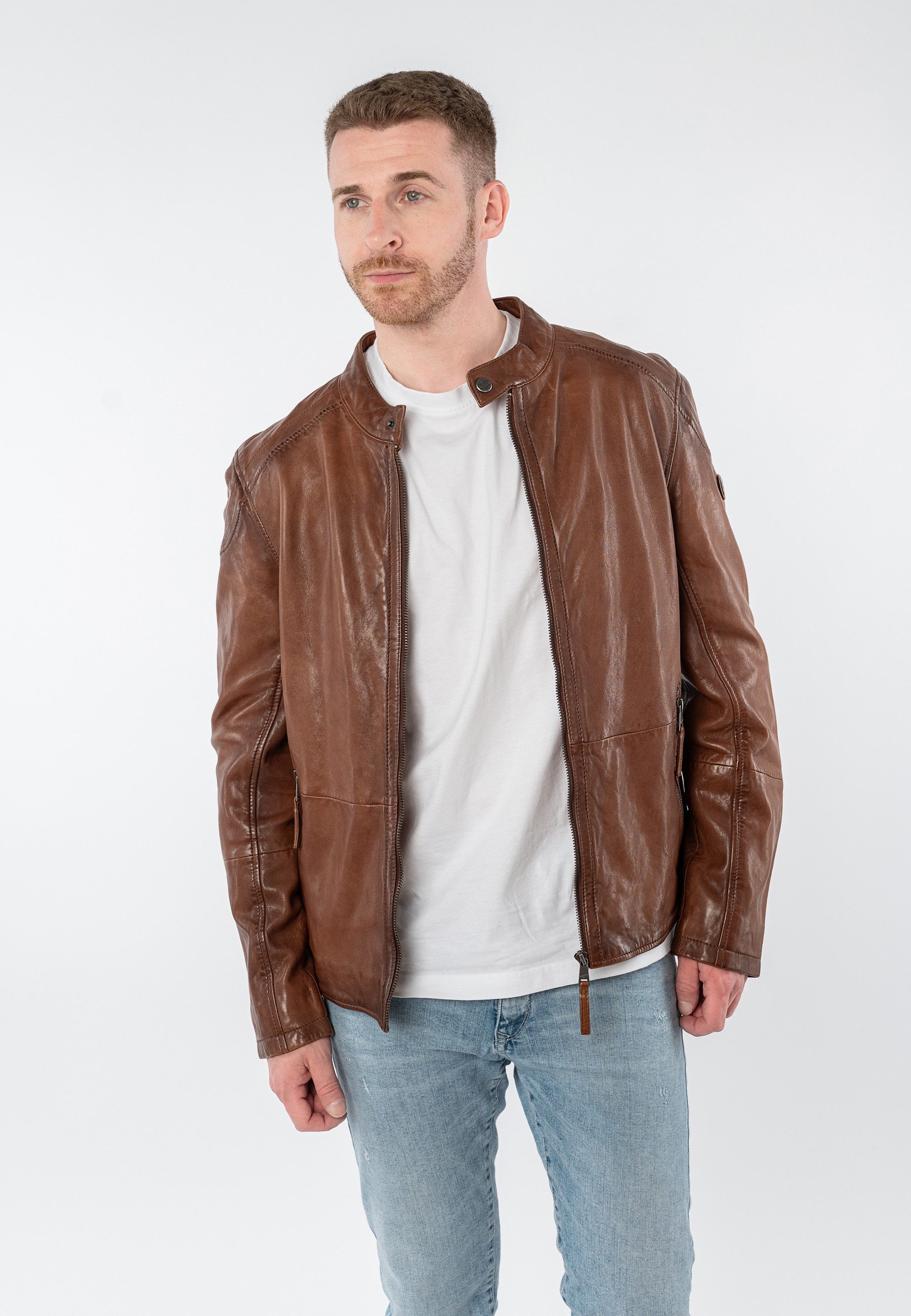 Mauritius Lederjacke MMBaydo mit Bikerkragen