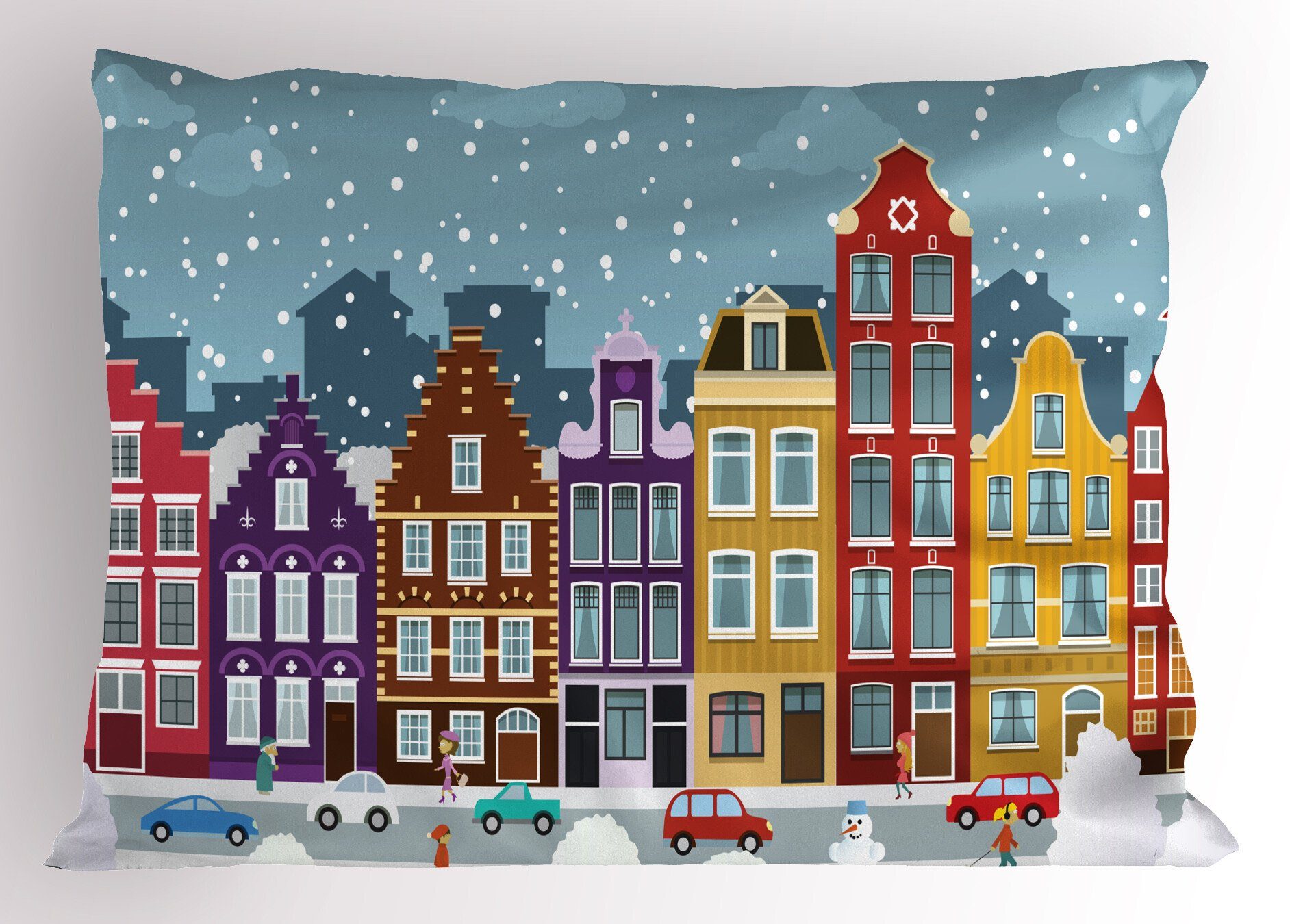 Kissenbezüge Dekorativer Winter Stadt Size Gedruckter in (1 Kissenbezug, Stück), Abakuhaus Amsterdam Niederländische dem King Standard