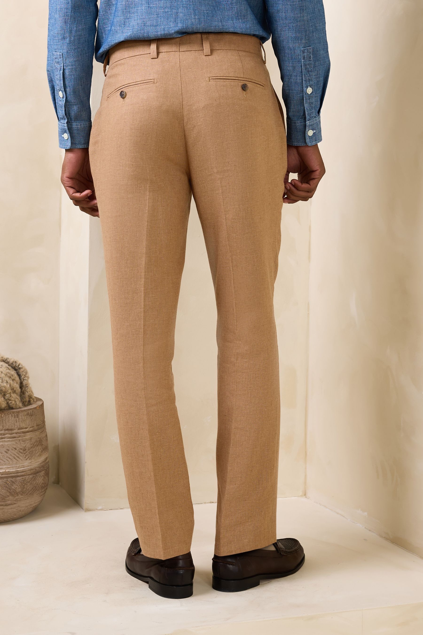 Next Anzughose Strukturierte Tailored Fit Anzughose aus Leinenmix (1-tlg)