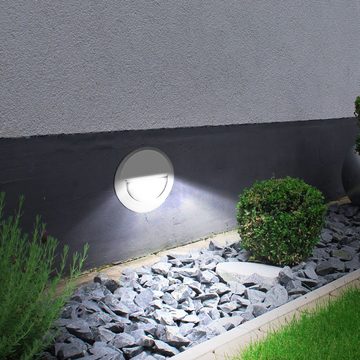 etc-shop LED Einbaustrahler, LED-Leuchtmittel fest verbaut, Neutralweiß, 2x LED Wand Außen Leuchten Stufen Strahler Veranda Garten Lampen rund