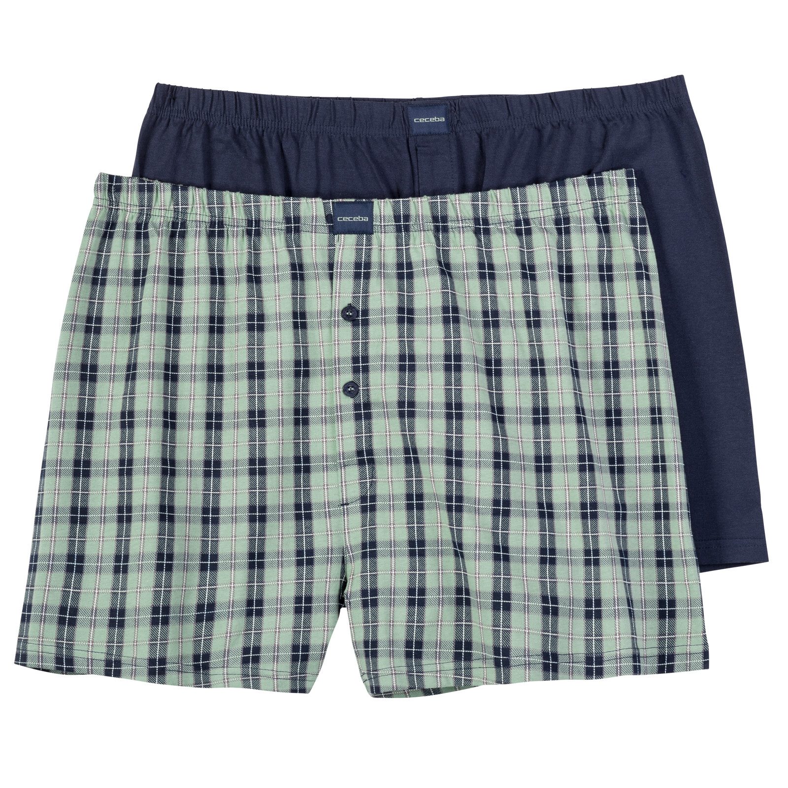 Boxershorts Ceceba 2er-Pack XXL Boxershorts navy/hellgrün kariert