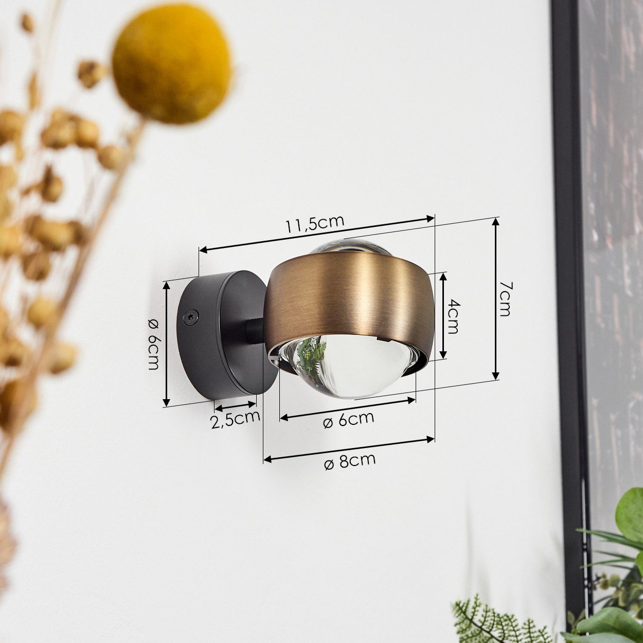 hofstein Wandleuchte »Osacca« G9, ohne Wandstrahler, Lichteffekt, Leuchtmittel, Farbfilter Up&Down, rot Altmessingfarben/Schwarz, Wandspot moderner mit Metall/Glas