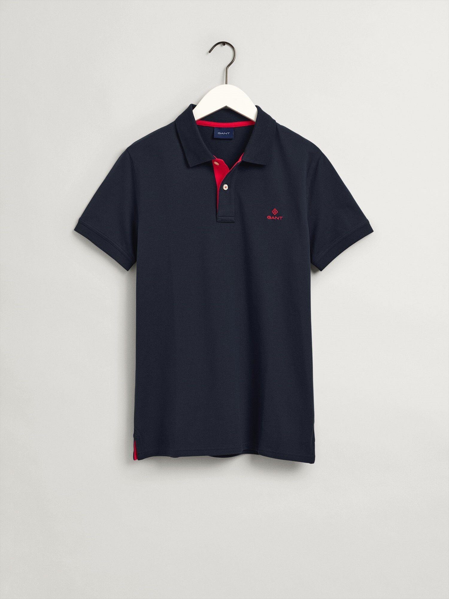 Gant Poloshirt kontrastfarbener mit Dunkelblau Shirt Piqué Poloshirt Rugger