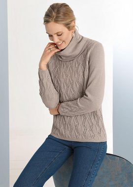 GOLDNER Strickpullover Ajourpullover mit edlem Glanzgarn