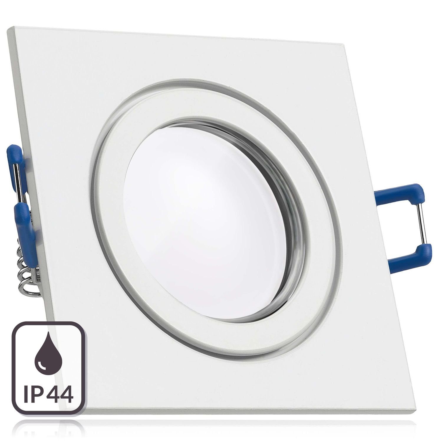 in LED LED Einbaustrahler Einbaustrahler CCT flach weiß IP44 mit 5W - LEDANDO extra RGB Leuch Set