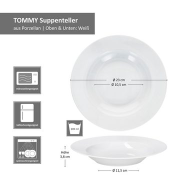 MamboCat Suppenteller 6er Set Tommy Suppenteller weiß 200ml Porzellan 6 Pers. tiefe Teller
