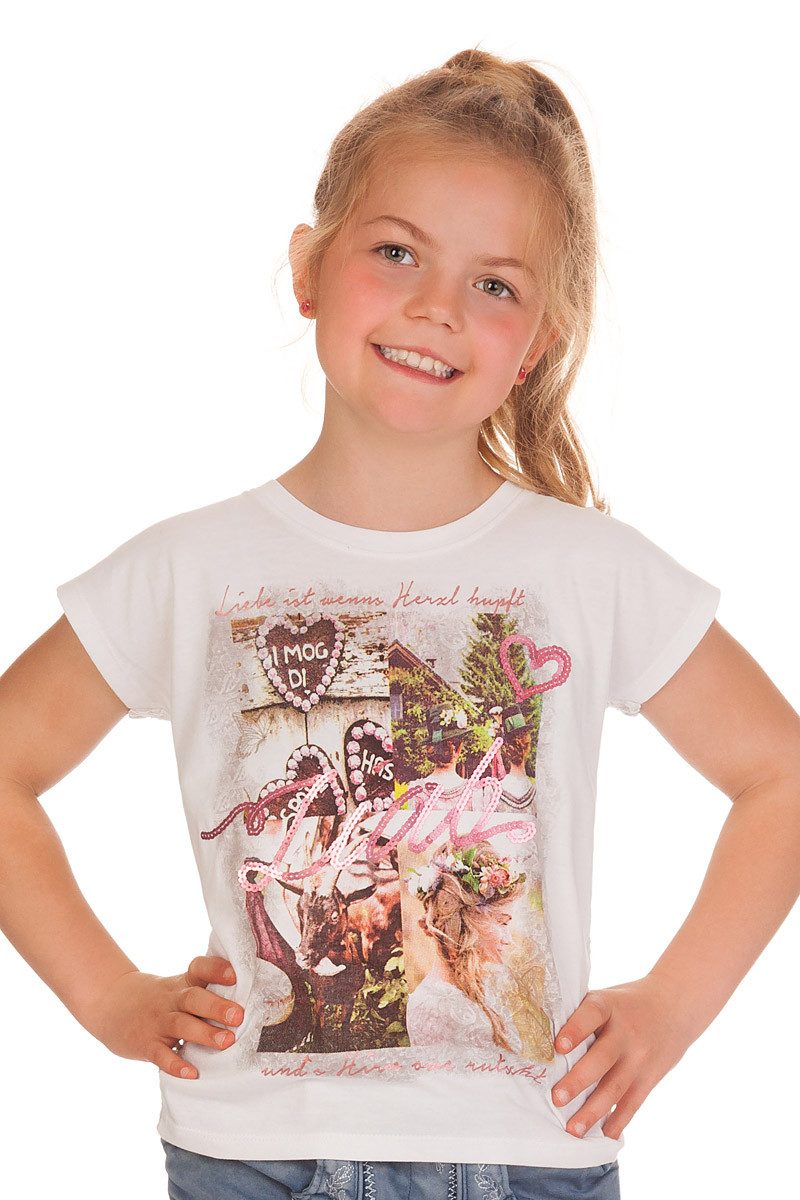 Hangowear Trachtenbluse Trachtenshirt Kind - ISKA KIDS - weiß