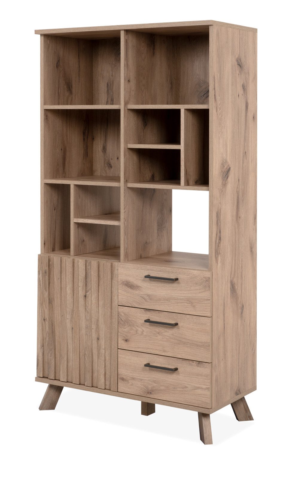 Furn.Design Mehrzweckschrank Douro (Regalschrank in Schweden Eiche, 85 x 160 cm) mit Push-to-Open und 3D Relief. € 354,49