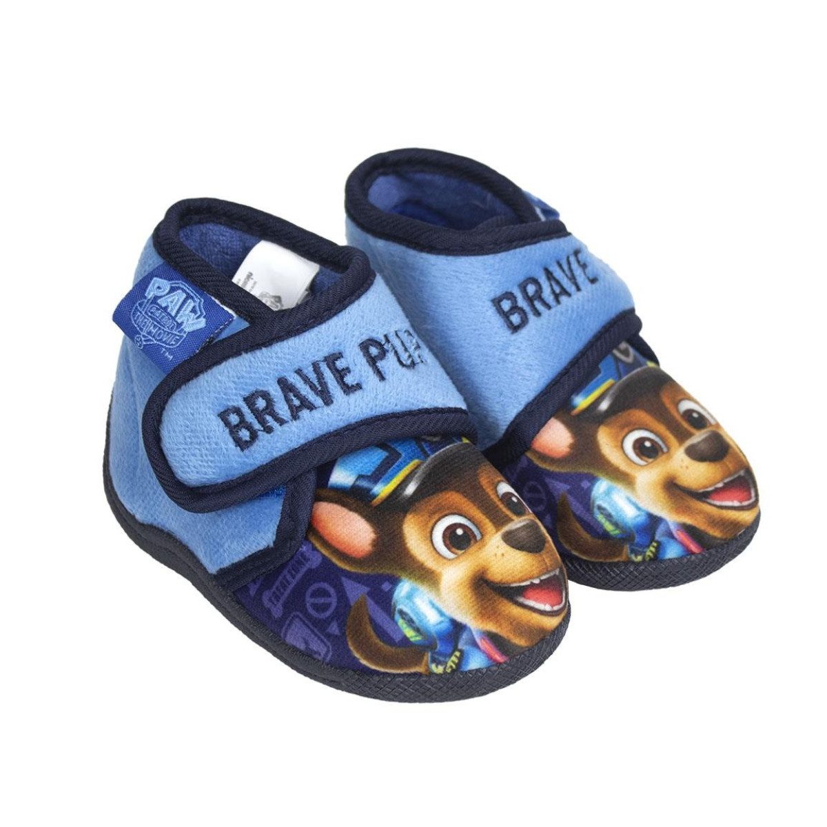 PAW PATROL Chase Kinder Hausschuhe mit rutschfester Sohle warme Pantoffeln Blau Hausschuh