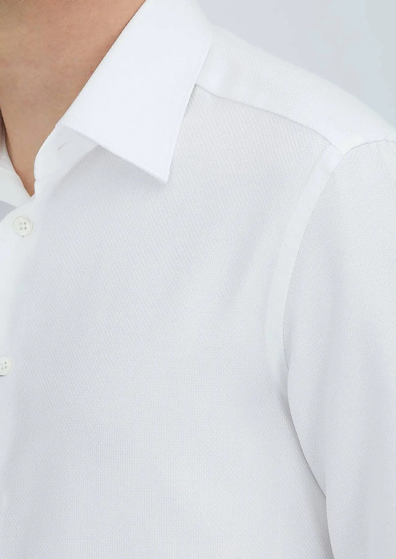 RAMSEY Hemdbluse Weißes, gemustertes Hemd in regulärer Passform aus 100 % Baumwolle mit