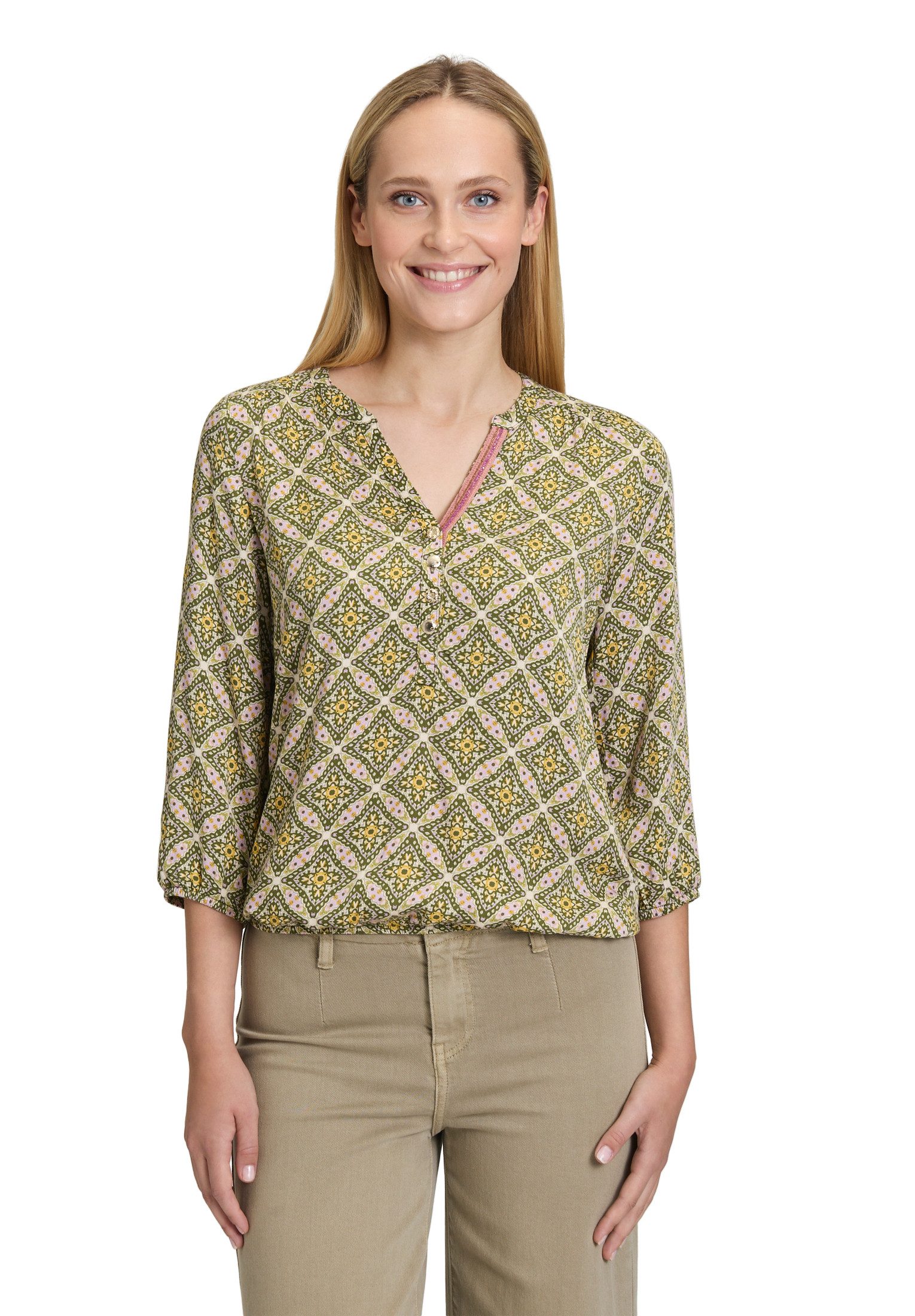 Cartoon Schlupfbluse Damen Casual-Bluse mit Muster günstig online kaufen