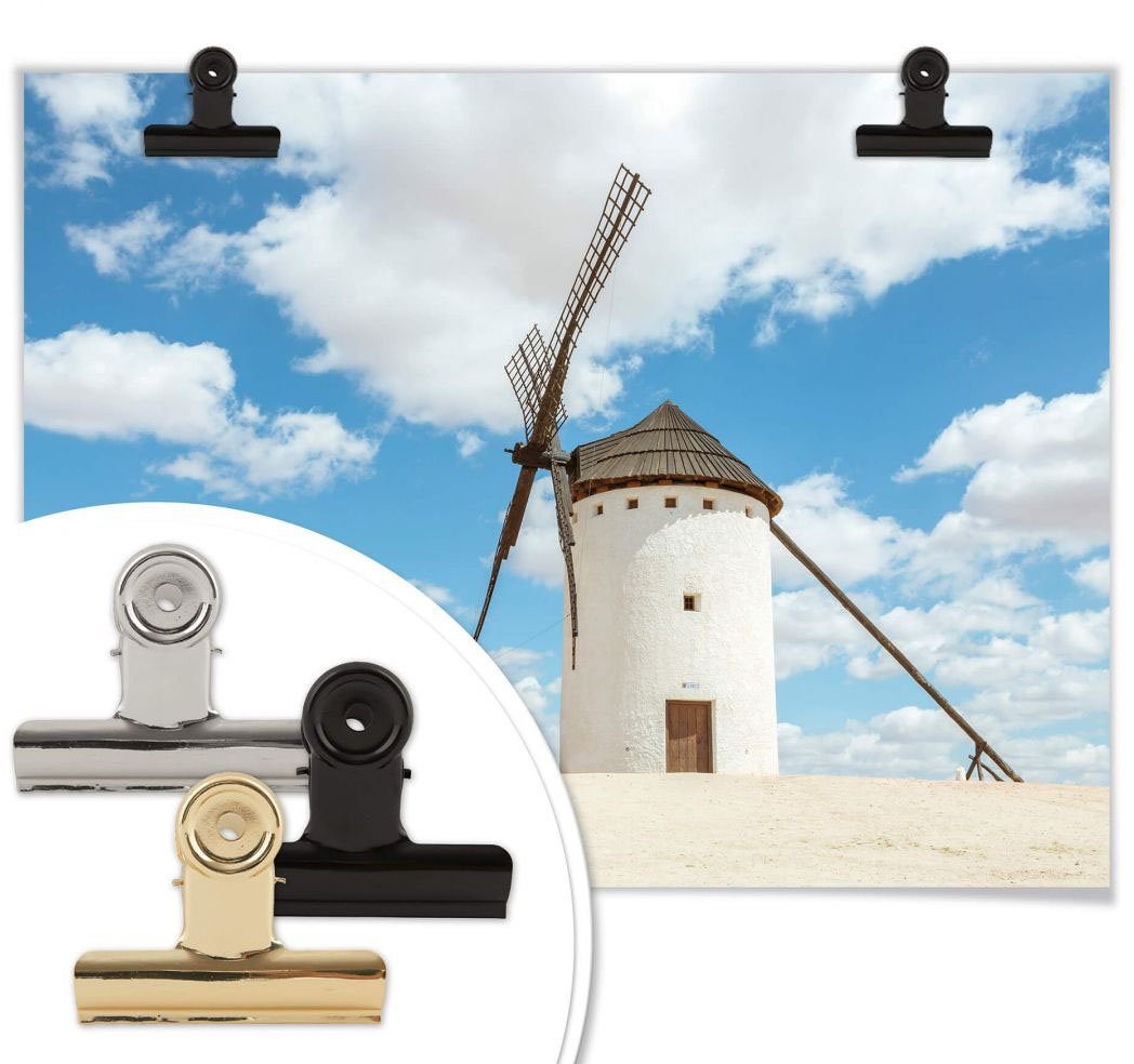 Wall-Art Poster Windmühlen Bild, Wandbild, Spanien, Quijote Wandposter (1 St), Don Poster, Gebäude