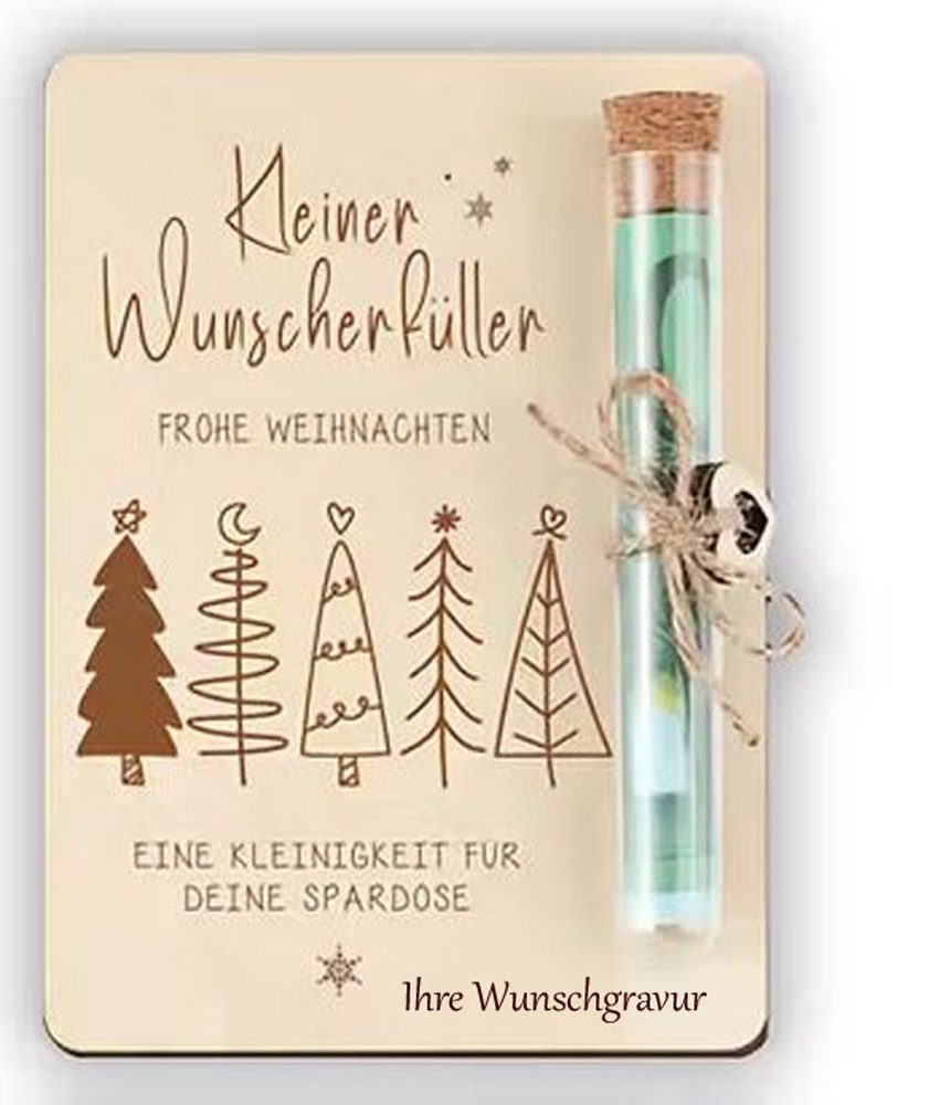 Trollingshop Weihnachtskarte "kleiner Wunscherfüller" verschiedene Motive, mit persönlicher Gravur, inklusive Lasergravur Ihrer persönlichen Wunschgravur