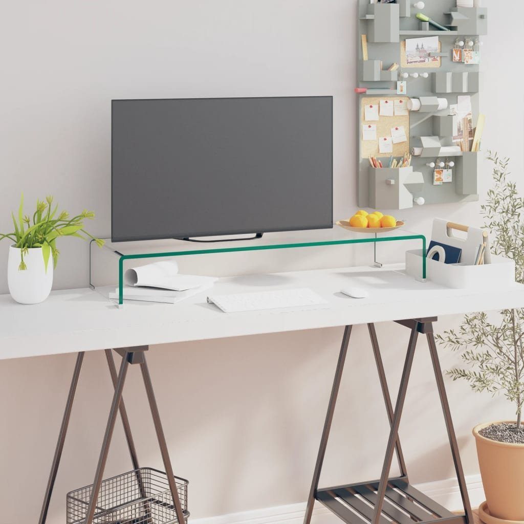 furnicato TV-Aufsatz TV-Tisch/Bildschirmerhöhung Glas Transparent 90x30x13 günstig online kaufen