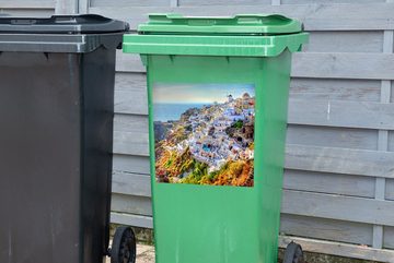 MuchoWow Wandsticker Berge von Santorin Griechenland (1 St), Mülleimer-aufkleber, Mülltonne, Sticker, Container, Abfalbehälter