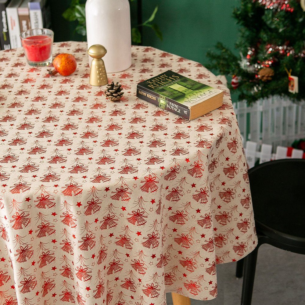 FELIXLEO Tischdecke Tischdecke Runde Weihnachten und 140cm Leinen Baumwolle Haushalt