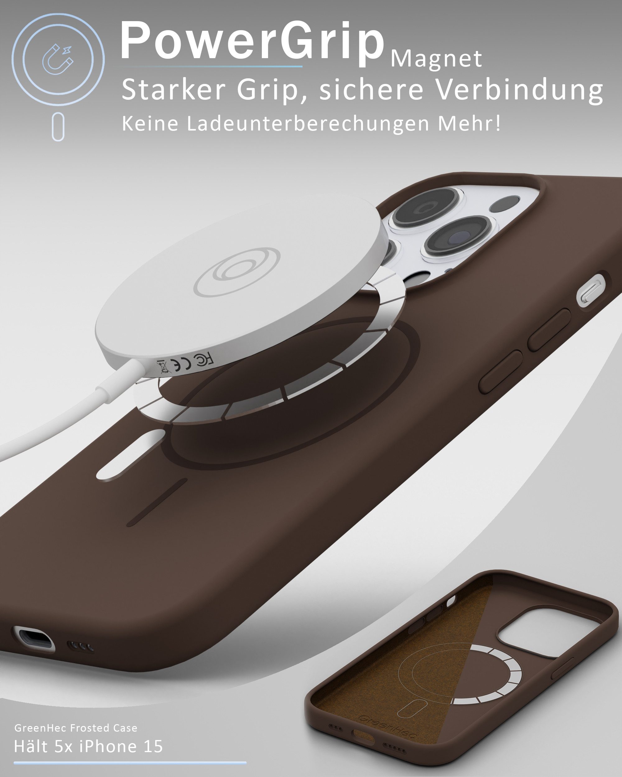 GreenHec Handyhülle Handyhülle Silikon iPhone 16 15 14 13 12 Pro Max Plus MagSafe 6.7 Zoll, Magnetisch Weiß Case Cover Schutz - Pink Blau Schwarz Braun Weiß