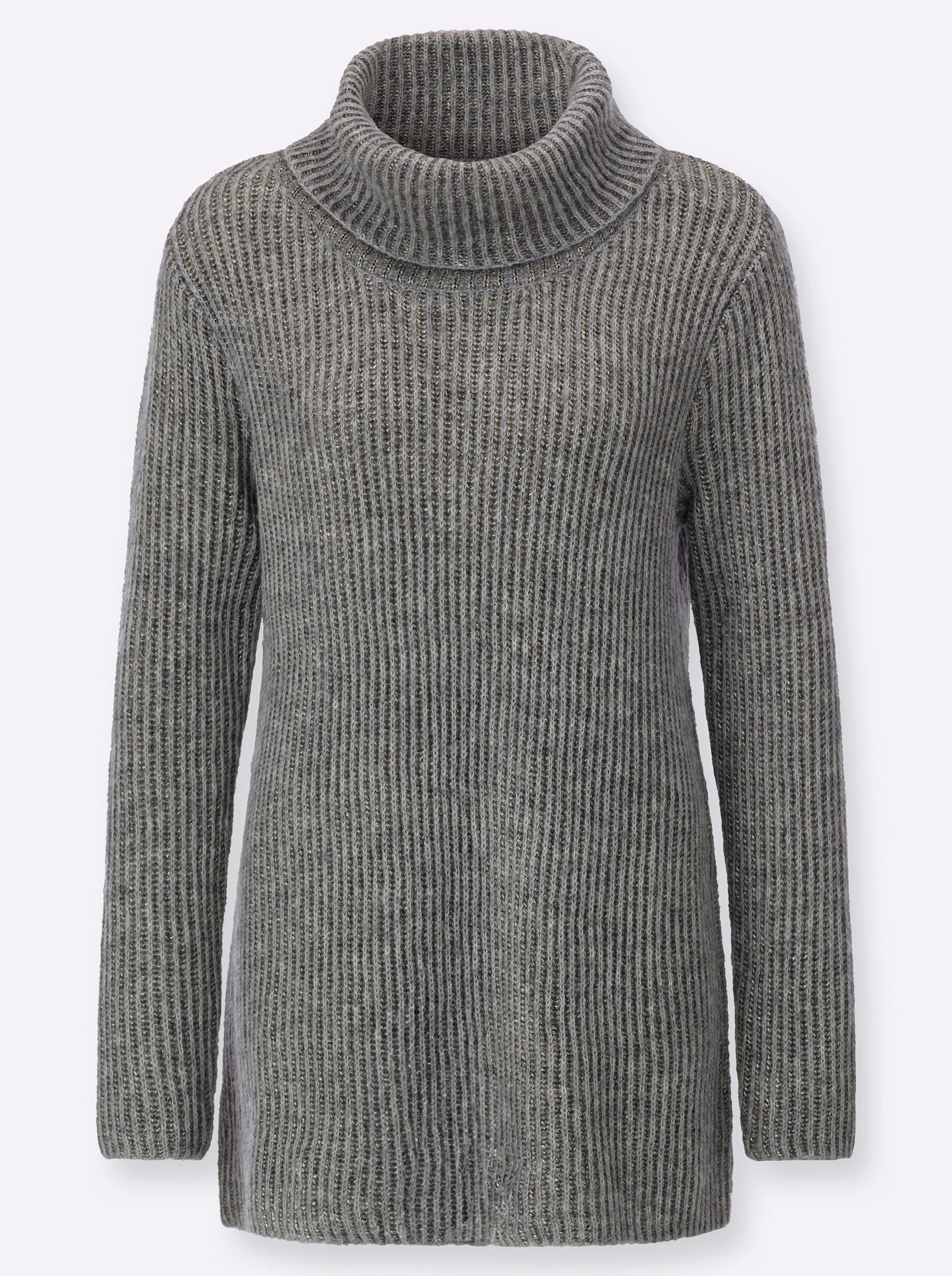 creation L Strickpullover Woll-Alpaka-Mix-Pullover Langarm Rippoptik