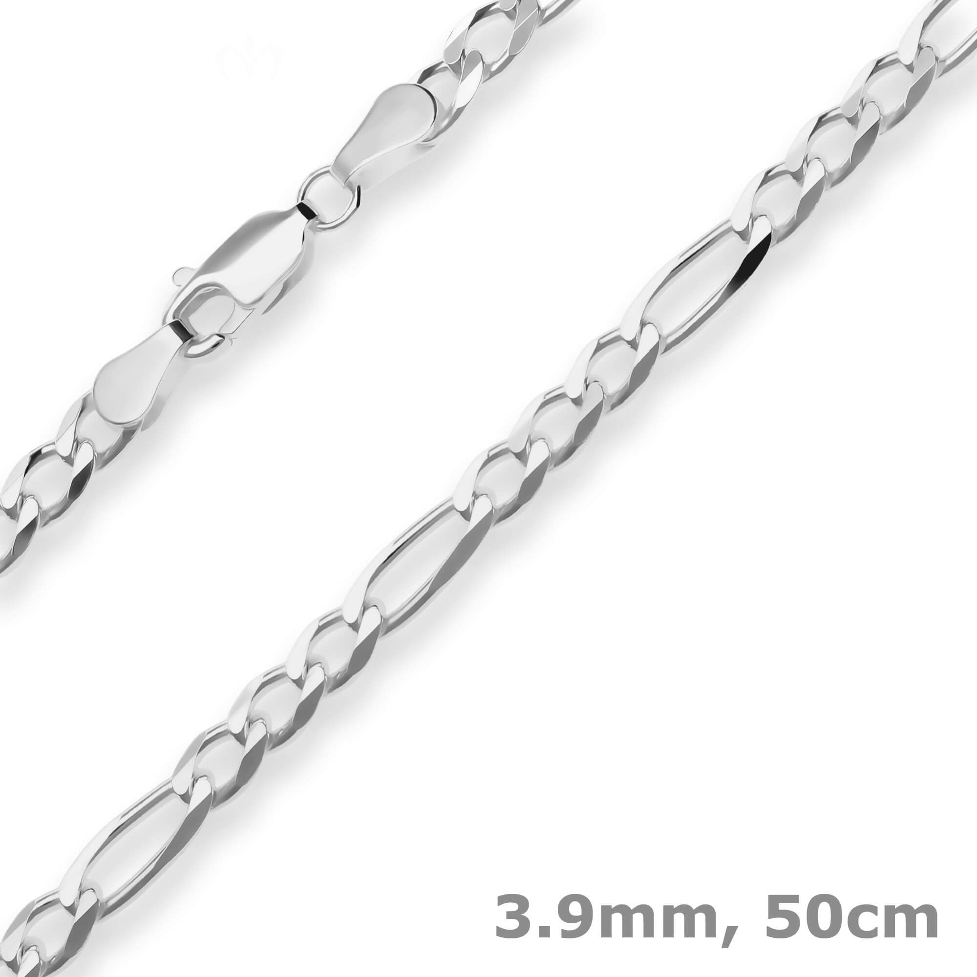 Silberkette 3,9mm Figarokette diamantiert aus 925 Silber 50cm
