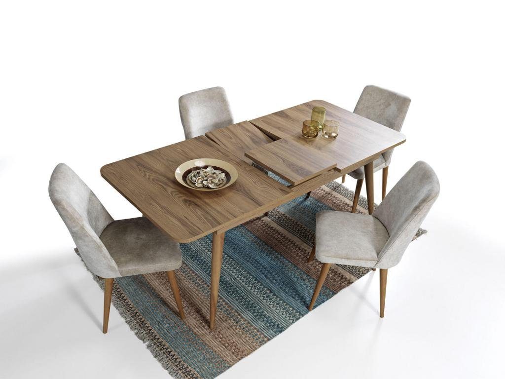 Set Stühle Esszimmer (6-St) Set JVmoebel Holz 4x Esszimmer-Set Tisch Design Textil, Anrichte Garnitur
