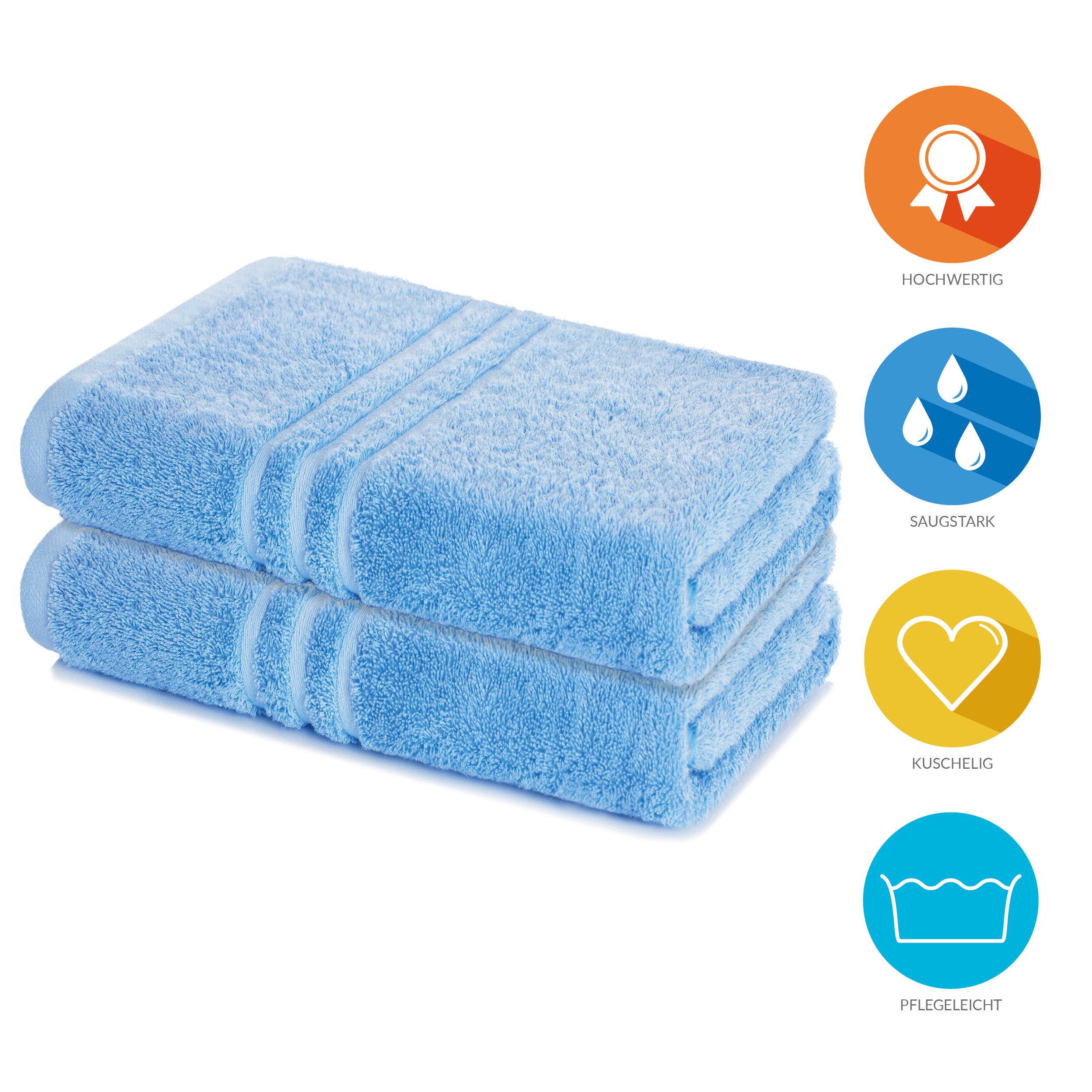 Lavea Badetuch Elena 2er Set Badetücher 100x150 cm, Duschtuch, 500 g/m² Frottier, weich & saugstark, pflegeleicht – Bild 2 von 5