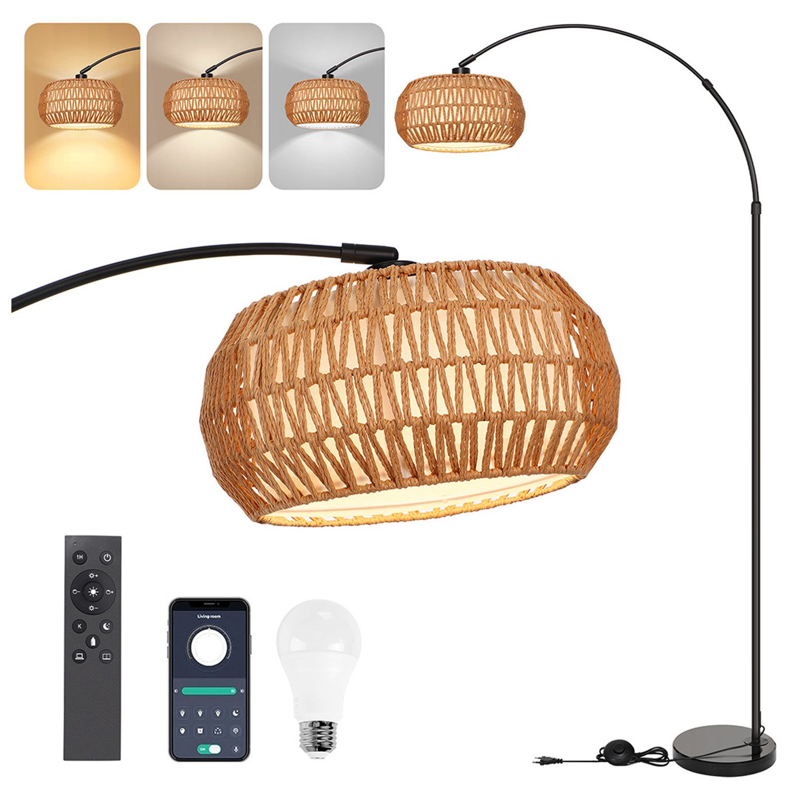 Sunicol LED Stehlampe Doppelter Lampenschirm Bogenlampe günstig online kaufen