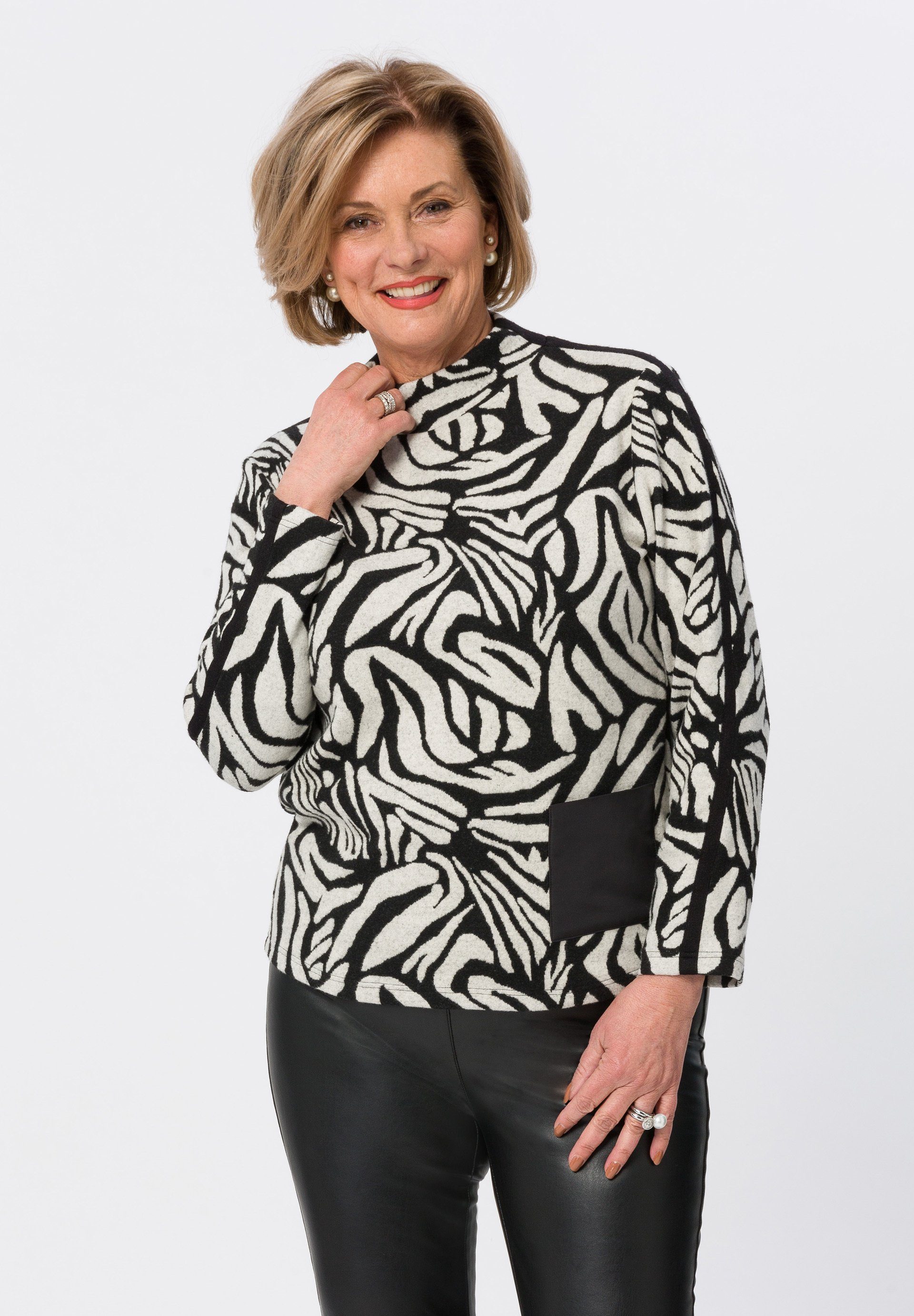 FRANK WALDER Strickpullover mit eingesetztem Streifen