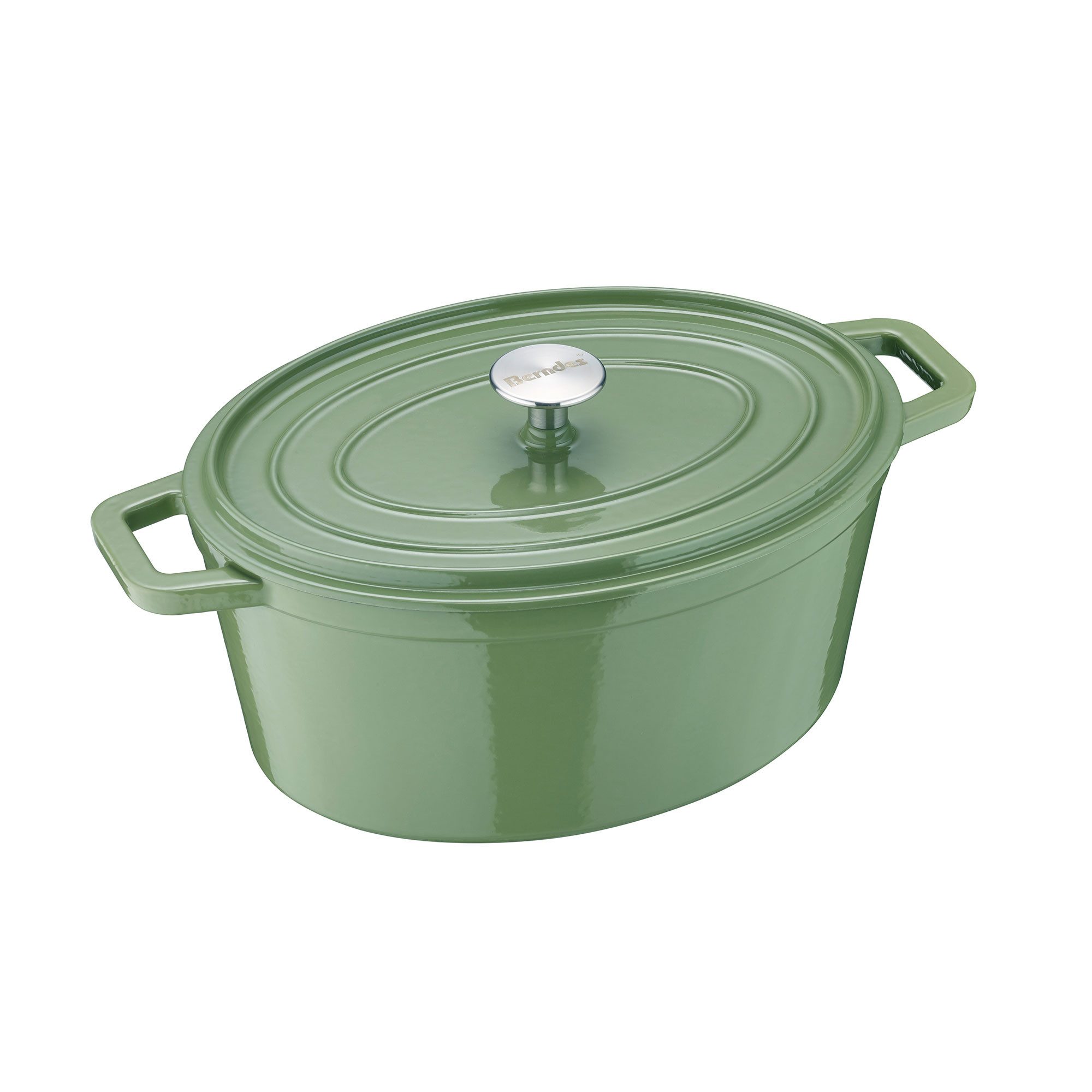 Berndes Bräter 31x24 cm, oval, Gusseisen, grün - b.iron, Eisenguss