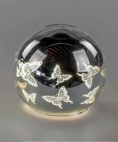 formano Tischleuchte Schmetterlinge, Silber D:12cm Glas