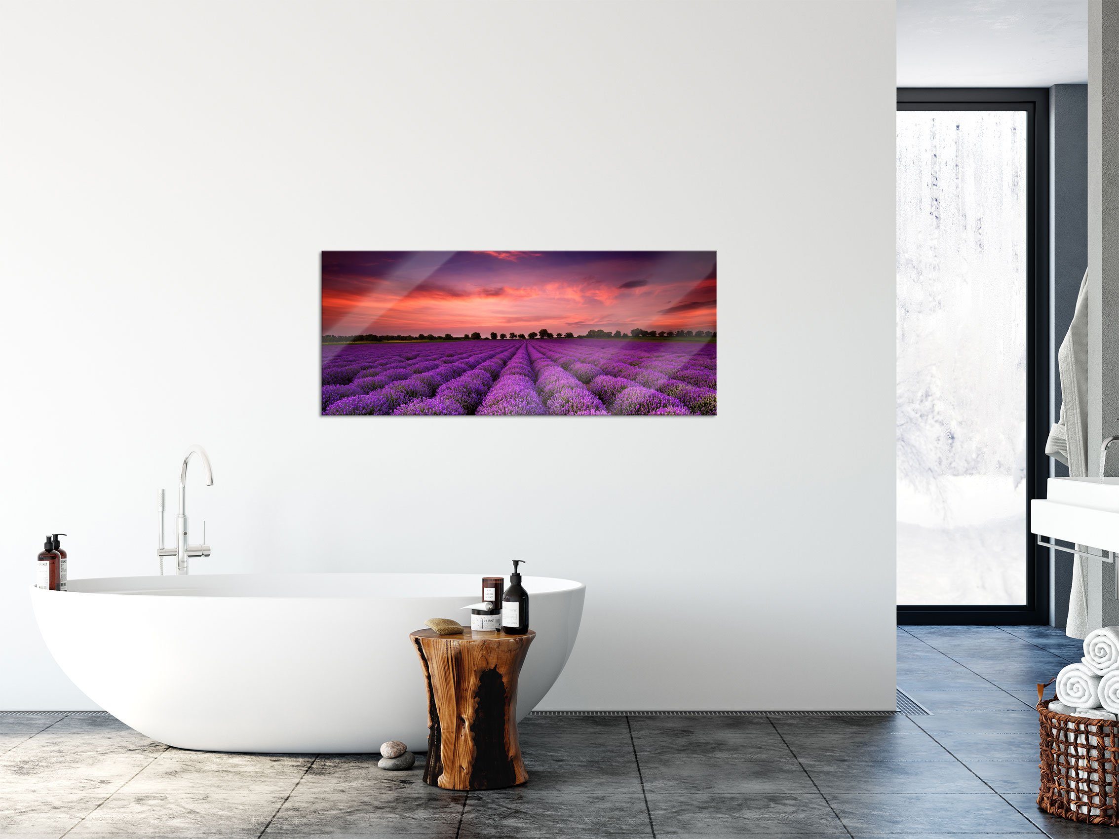 Pixxprint Glasbild Wunderschöne Lavendel Provence, Wunderschöne Lavendel Provence (1 St), Glasbild aus Echtglas, inkl. Aufhängungen und Abstandshalter