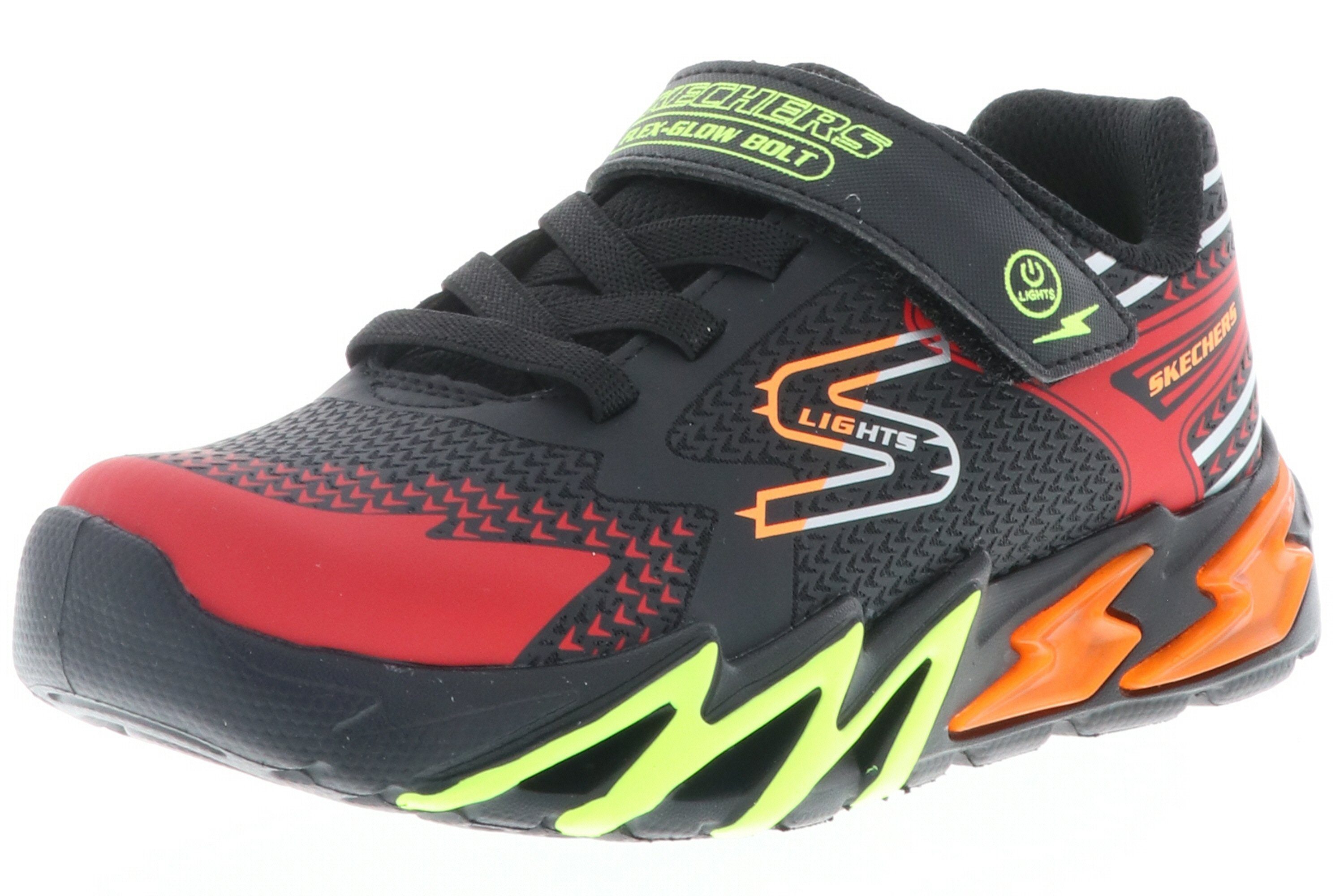 Skechers S 400138L/BKRD ausgeschalten Bolt können Lichter Black/Red Lights-Flex-Glow an- werden und Sneaker