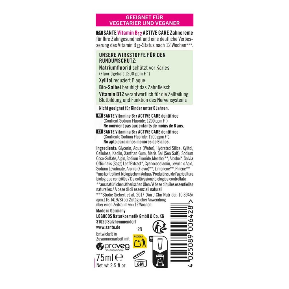 SANTE Zahnpasta Zahncreme - Vitamin B12 Active Care 75ml
